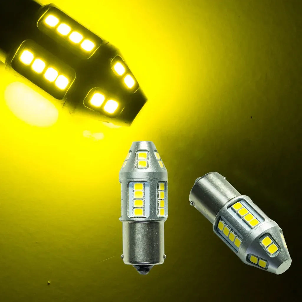 Golden Yellow T10 , T20 (7443) , 1156 (BA15S) LED 2835 SMD Automotive Motorcycle Light Bulb For Turn Signal DRL Interior Light