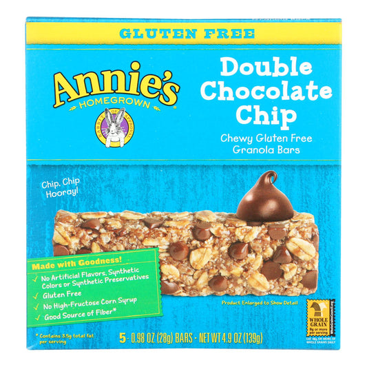 Annie's Homegrown Gluten Free Granola Bars Double Chocolate Chip - Case Of 12 - 4.9 Oz.