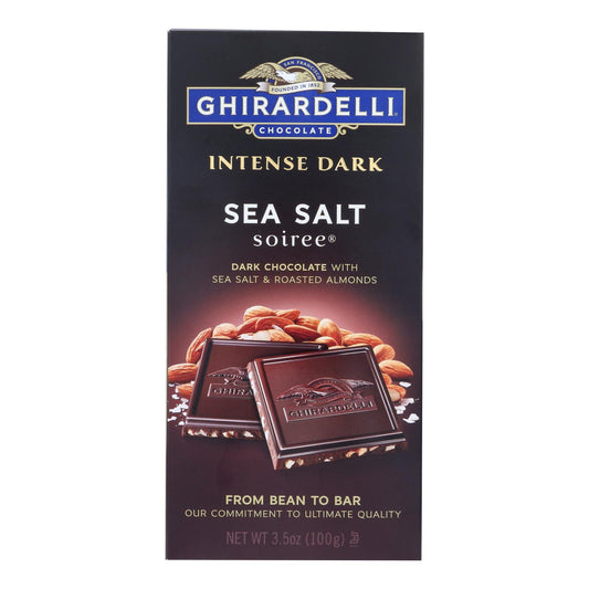 Ghirardelli Dark Bar Sea Salt Soiree Bars - Chocolate Intense - Case Of 12 - 3.5 Oz.