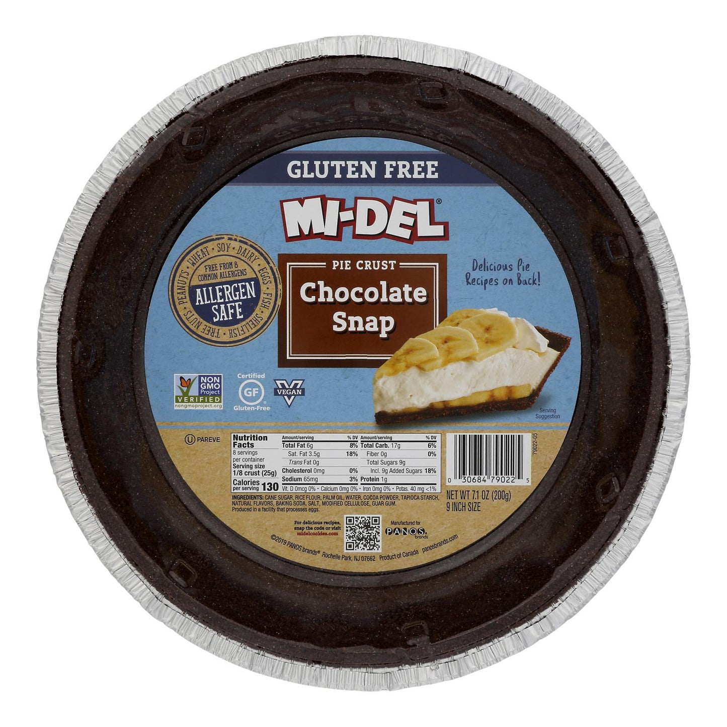 Midel Gluten Free Chocolate Snaps - Pie Crust - Case Of 12 - 7.1 Oz.