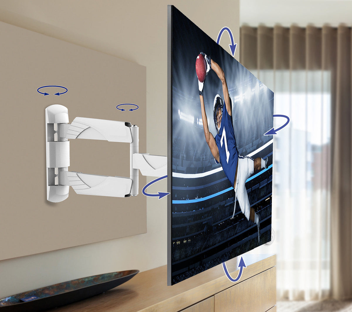 QualGear 23-42 in Full Motion TV Wall Mount, Low Profile, White, QG-TM-005-WHT
