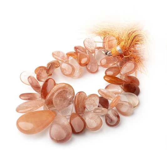 14x9-32x20mm Rutilated Quartz Plain Pear Beads 8 inch 46 pieces