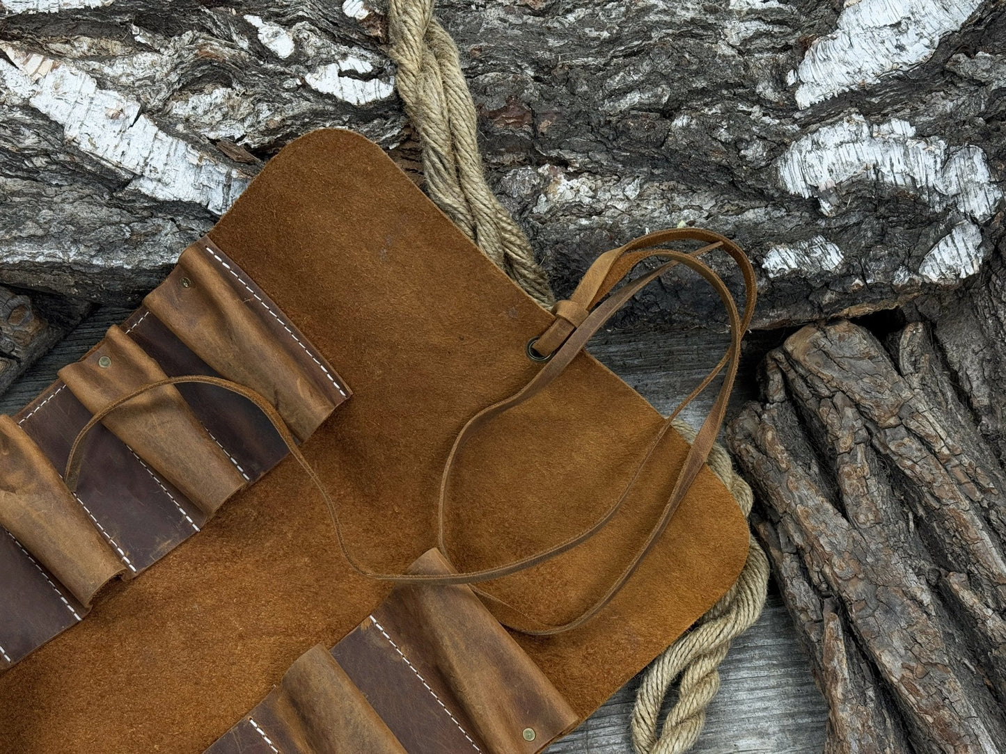 15 Pocket Leather Tool Roll