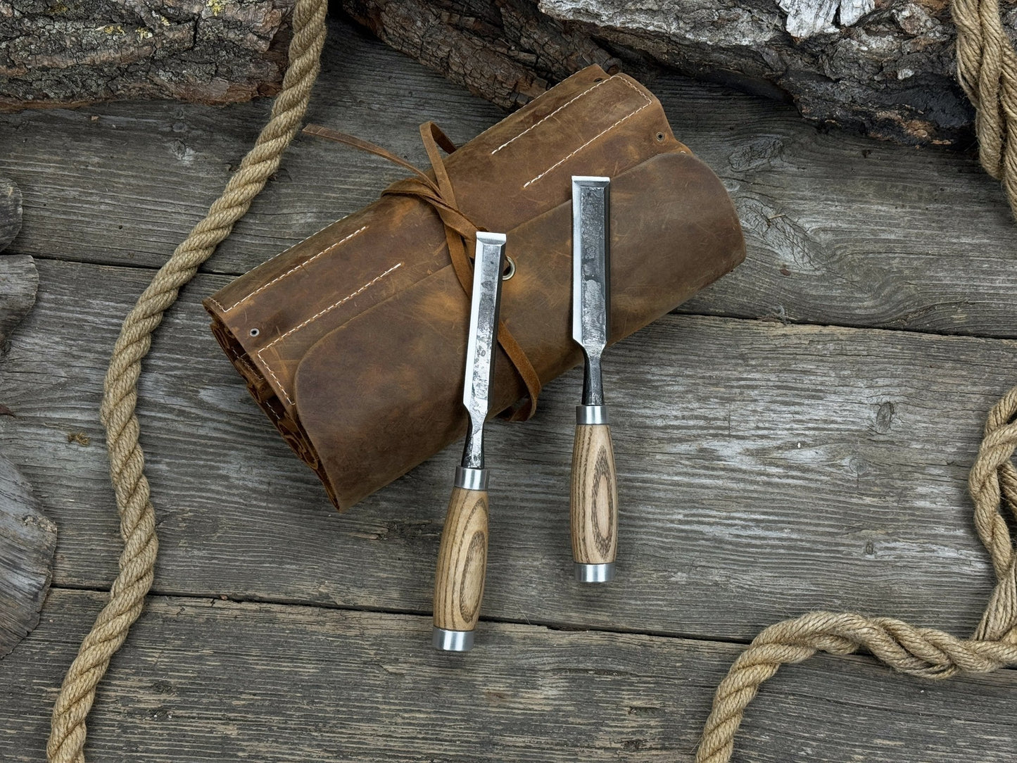15 Pocket Leather Tool Roll