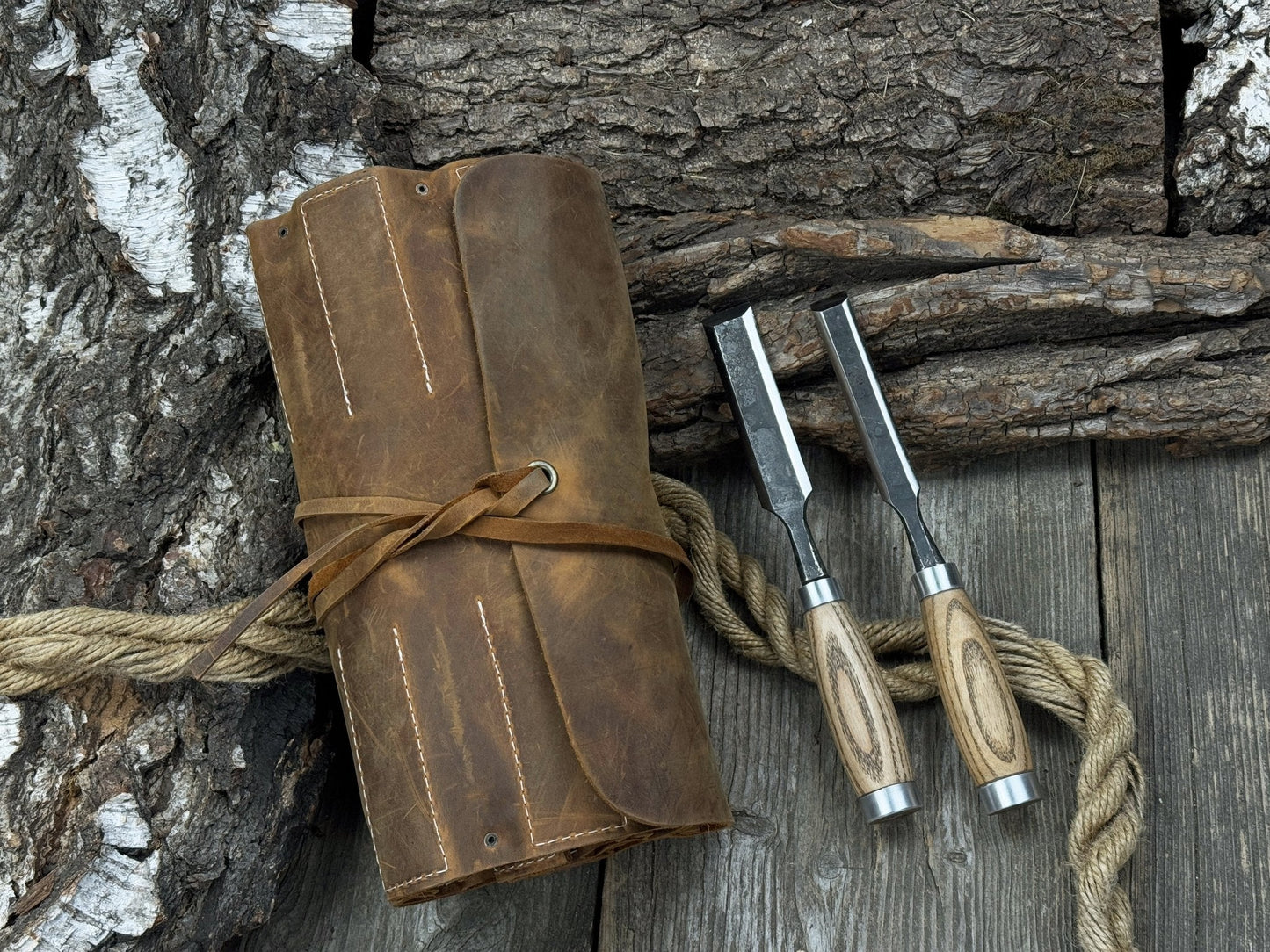 15 Pocket Leather Tool Roll