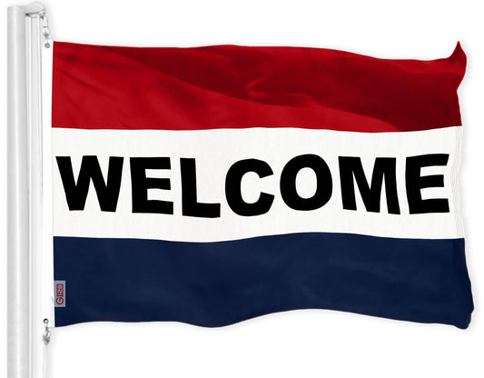 Welcome Flag | 3x5 Ft | LiteWeave Pro Series Printed 150D Polyester | Commercial Business Flag Indoor Outdoor Vibrant Colors Brass Grommets Thicker and More Durable Than 100D 75D Polyester