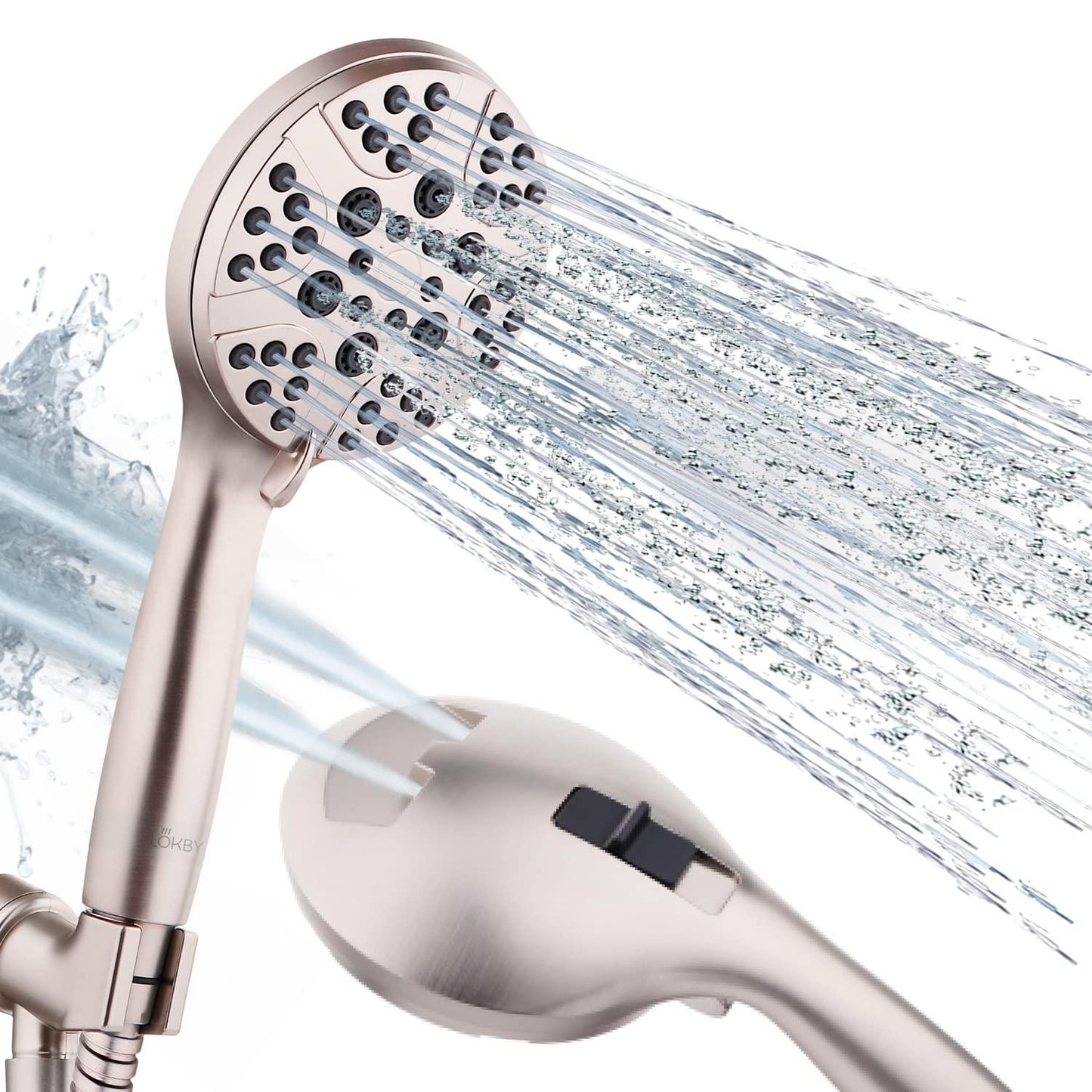 High Pressure Shower Head with Handheld   8 Spray Settings High Flow Removable Shower Head with Hose   Handheld Showerhead   57  Stainless Steel Shower Head Hose   Nickel