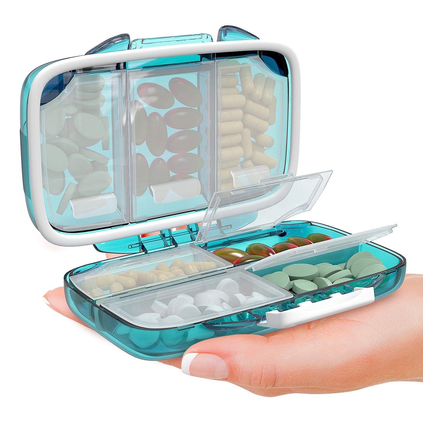 Travel Pill Organizer   Moisture Proof Pill Holder Daily Medicine Organizer Box Small Pill Case for Vitamin Supplement Pocket Pharmacy with Labels Pill Box For Purse Cute Pill Container 7 Compartments