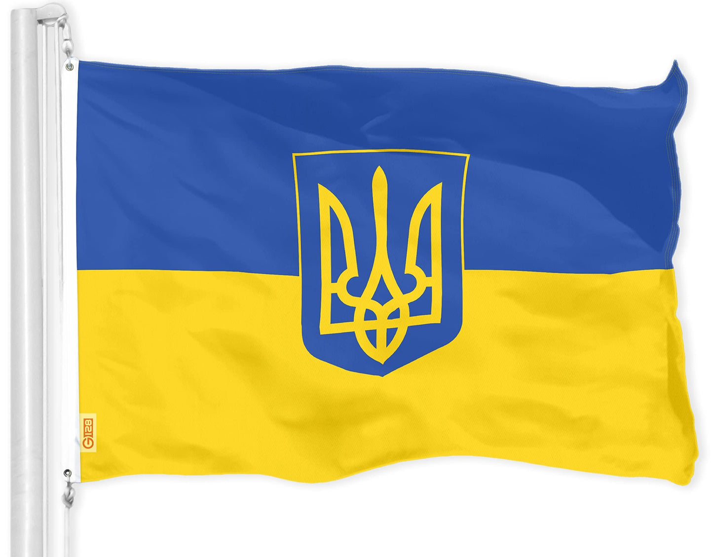 Ukraine Ukrainian Coat of Arms Flag | 3x5 Ft | LiteWeave Pro Series Printed 150D Polyester | Country Flag Indoor Outdoor Vibrant Colors Thicker and More Durable Than 100D 75D Polyester