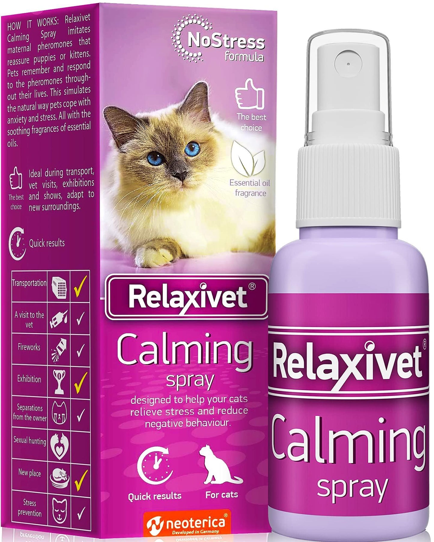 Beloved Pets Calming Pheromone Spray & Scratch Repellent for Cats   Reduce Scratching Furniture Pee   During Travel Fireworks Thunder Vet Zone   Helps to Relief Stress Fighting Hiding