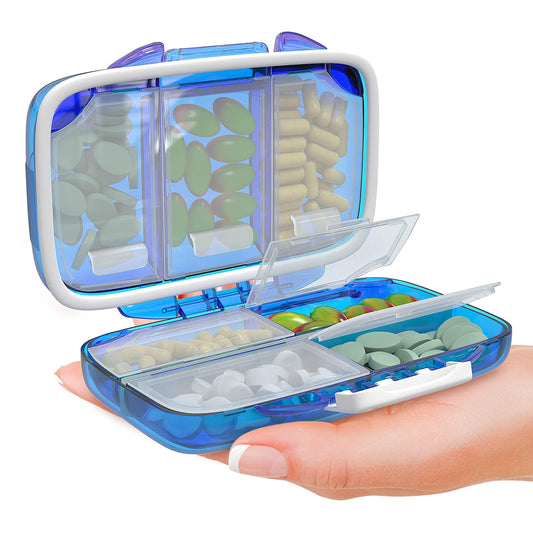 Travel Pill Organizer   Moisture Proof Pill Holder Daily Medicine Organizer Box Small Pill Case for Vitamin Supplement Pocket Pharmacy with Labels Pill Box for Purse Cute Pill Container 7 Compartments