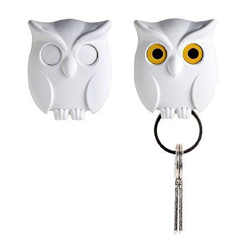 Night Owl Keyring Holder by Qualy Design Studio. White Color. Cool Home Decor. Unusual Wall Decoration. Unique Gift.