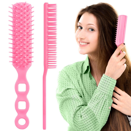 Pink Hair Brush for Men 8” Lightweight Hair Brushes for Women 12 Pack Plastic Vent Hairbrush Compact Curly Hair Brush Ergonomic Detangler Brush for All Hair Types