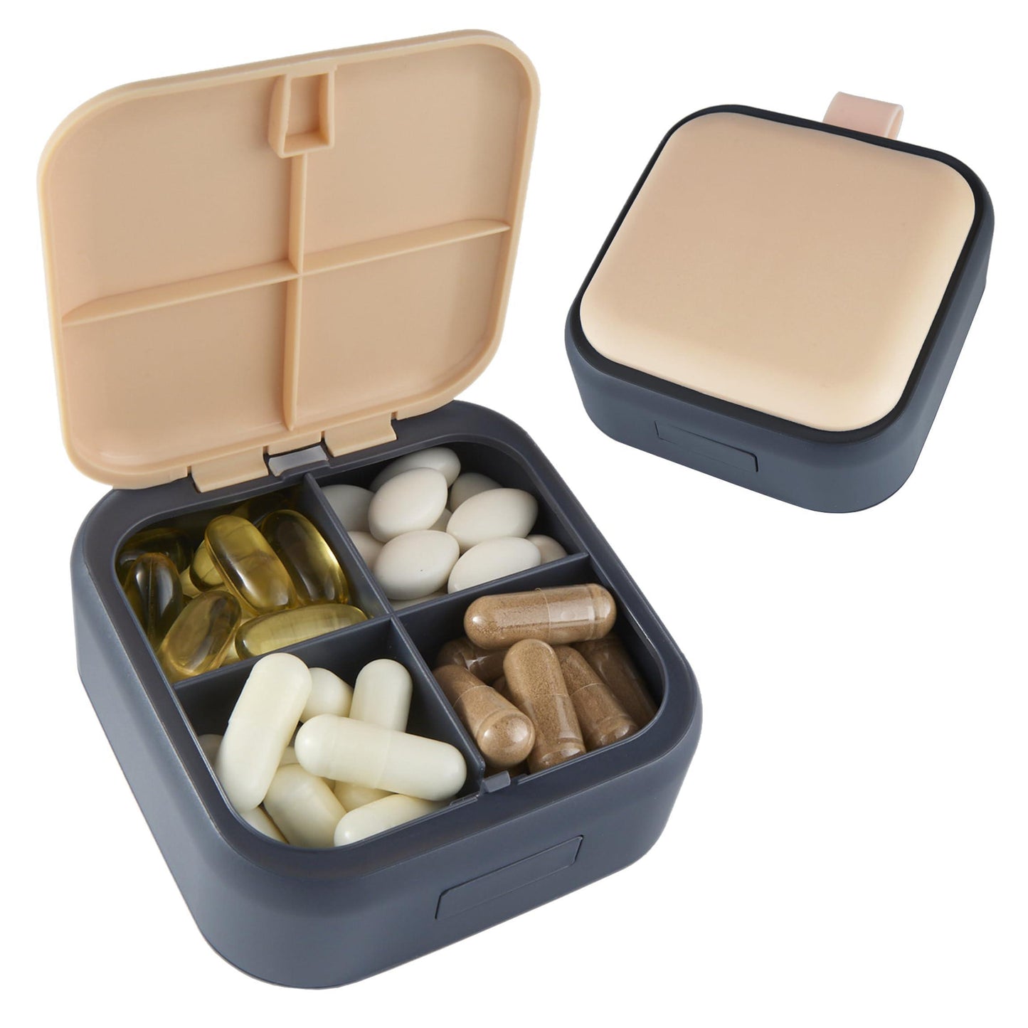 Travel Medicine Pill Organizer Small Pill Box for Purse Mini Pill Case Cute Pill Container Portable Pill Holder Compact Vitamin Supplement Dispenser Pretty Pocket Medication Storage Daily Pills Boxes