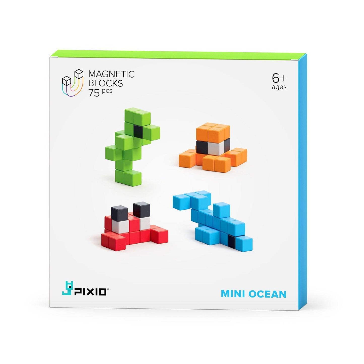 PIXIO Mini Ocean - 75 Magnetic Blocks in 6 Colors