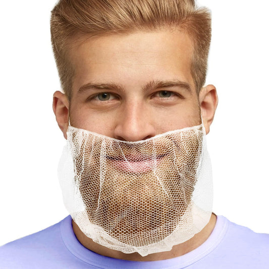 AMZ Medical Supply Beard Covers. Disposable Beard Nets. Beard Protectors. Facial Hair Covering with Single Loop