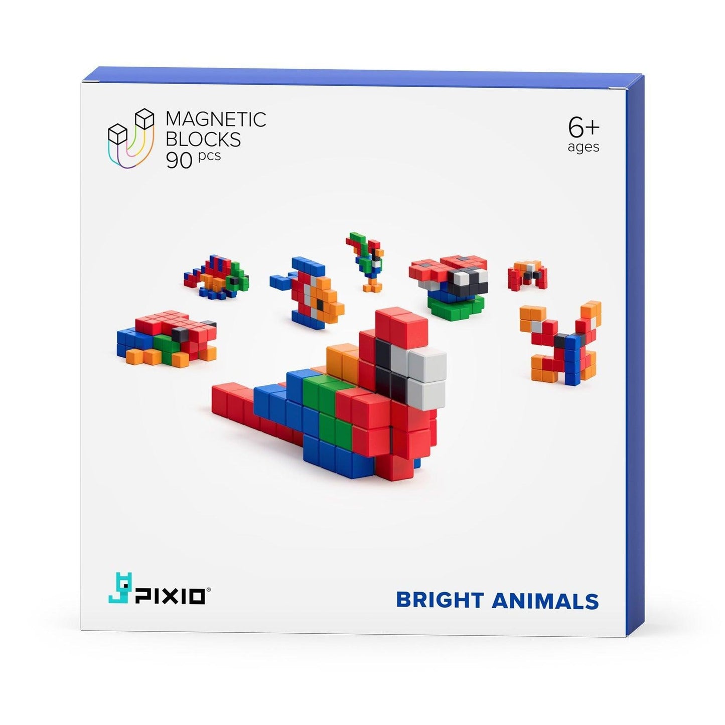 PIXIO Bright Animals - 90 Magnetic Blocks in 6 Colors + Free App