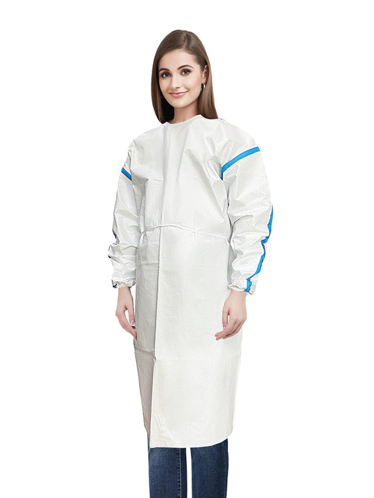 Hospital Disposable Gowns with Sleeves Large Size Microporous PPE Medical Isolation Gowns Disposable 50 GSM Waterproof Medical Gowns for Women and Men with Elastic Wrists Waist Neck Ties