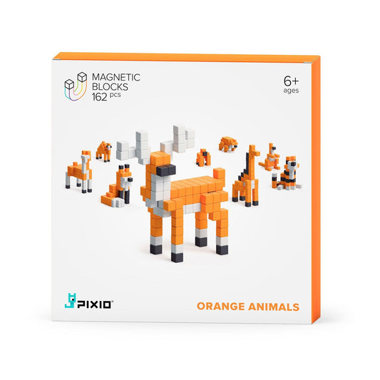 PIXIO Orange Animals - 162 Magnetic Blocks in 3 Colors