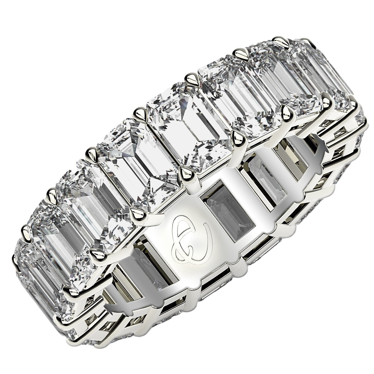 Emerald Cut Lab Grown Diamond Eternity Ring in 14k White Gold (8 cttw FG/VS2)