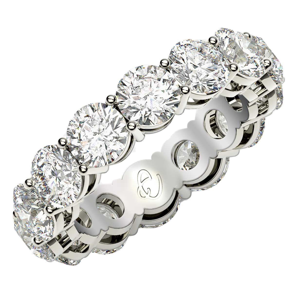 Round Cut Lab Grown Diamond Eternity Ring in 14k White Gold (6 cttw FG/VS2)