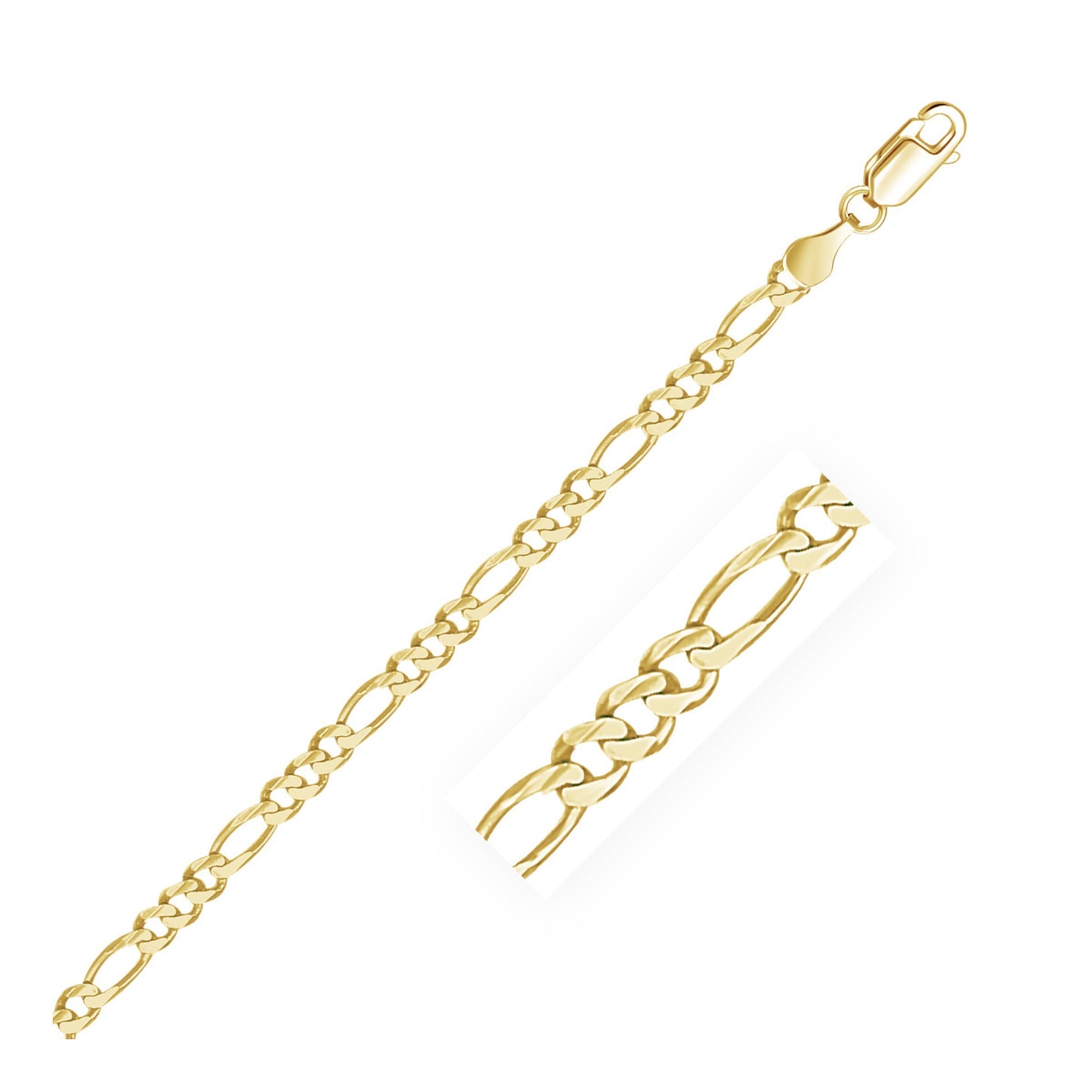 3.7mm 10K Yellow Gold Solid Figaro Chain