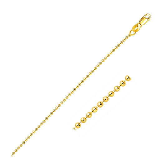 18k Yellow Gold Bead Chain 1.5mm