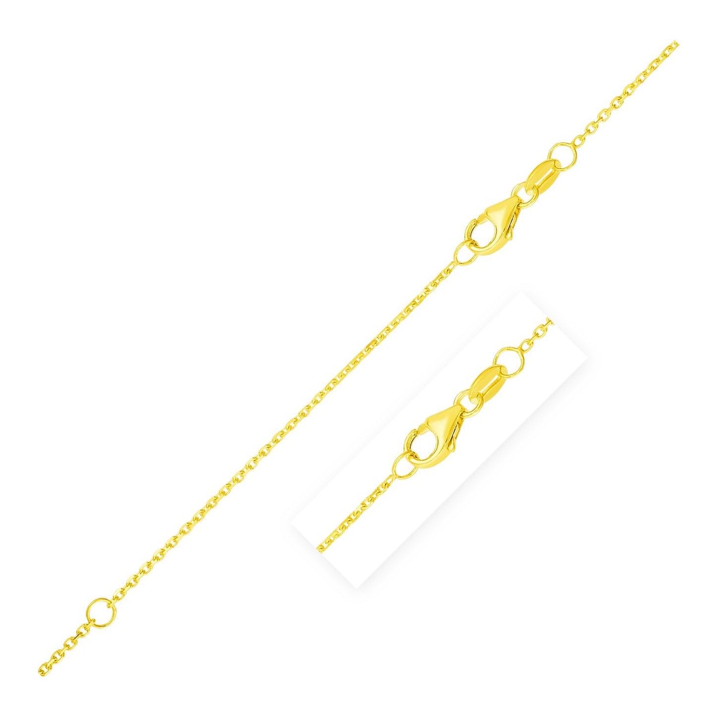 Double Extendable Diamond Cut Cable Chain in 10k Yellow Gold (0.87mm)