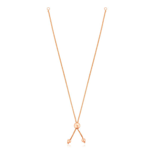 10k Rose Gold 8 inch Adjustable Friendship Bracelet Chain with Ball Slide