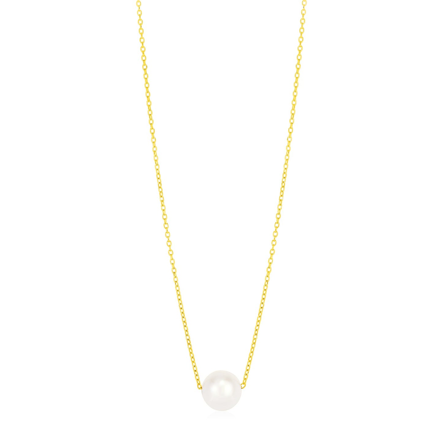 14k Yellow Gold Pearl Solitaire Necklace