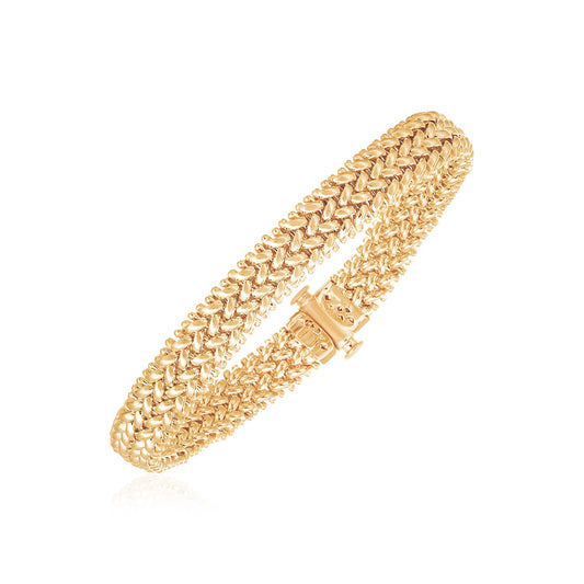 14k Yellow Gold High Polish Thick Braided Bracelet (8.8mm)