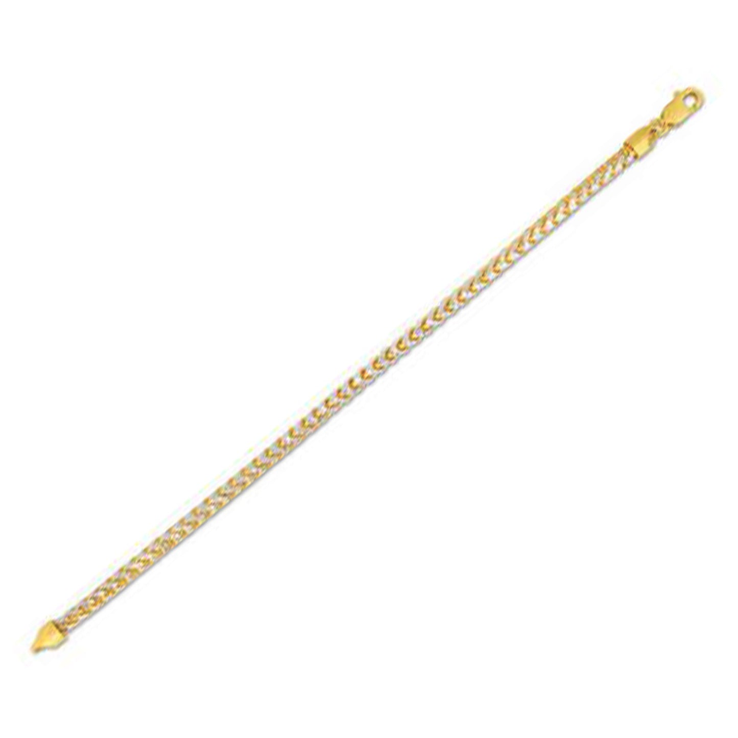 Round Pave Franco Chain Bracelet in 14k Yellow Gold (4.0 mm)