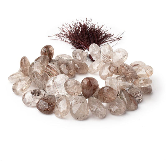 15x11-20x13mm Copper Rutilated Quartz Faceted Pear 8 inch 48 Beads