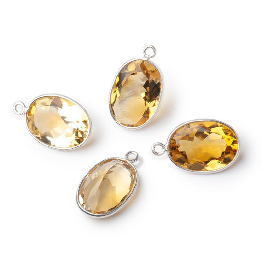 15x11mm Sterling Silver Bezel Citrine Pavilion Faceted Oval Pendant 1 piece