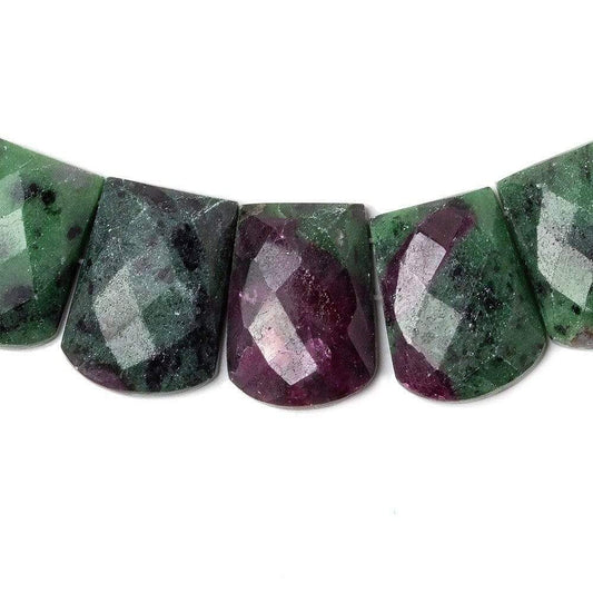 15x9-20x15mm Ruby in Zoisite double drilled faceted fancy shape collar 35 beads