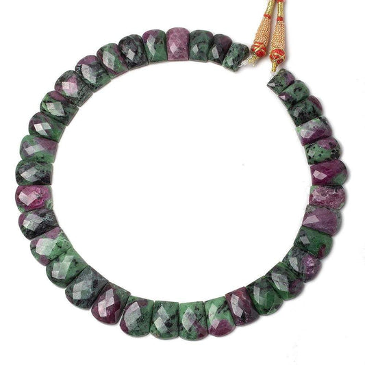 15x9-20x15mm Ruby in Zoisite double drilled faceted fancy shape collar 35 beads