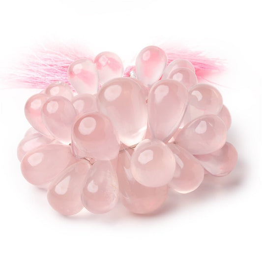 15x9-22x15mm Rose Quartz Plain Tear Drop 6 inch 46 Beads AA