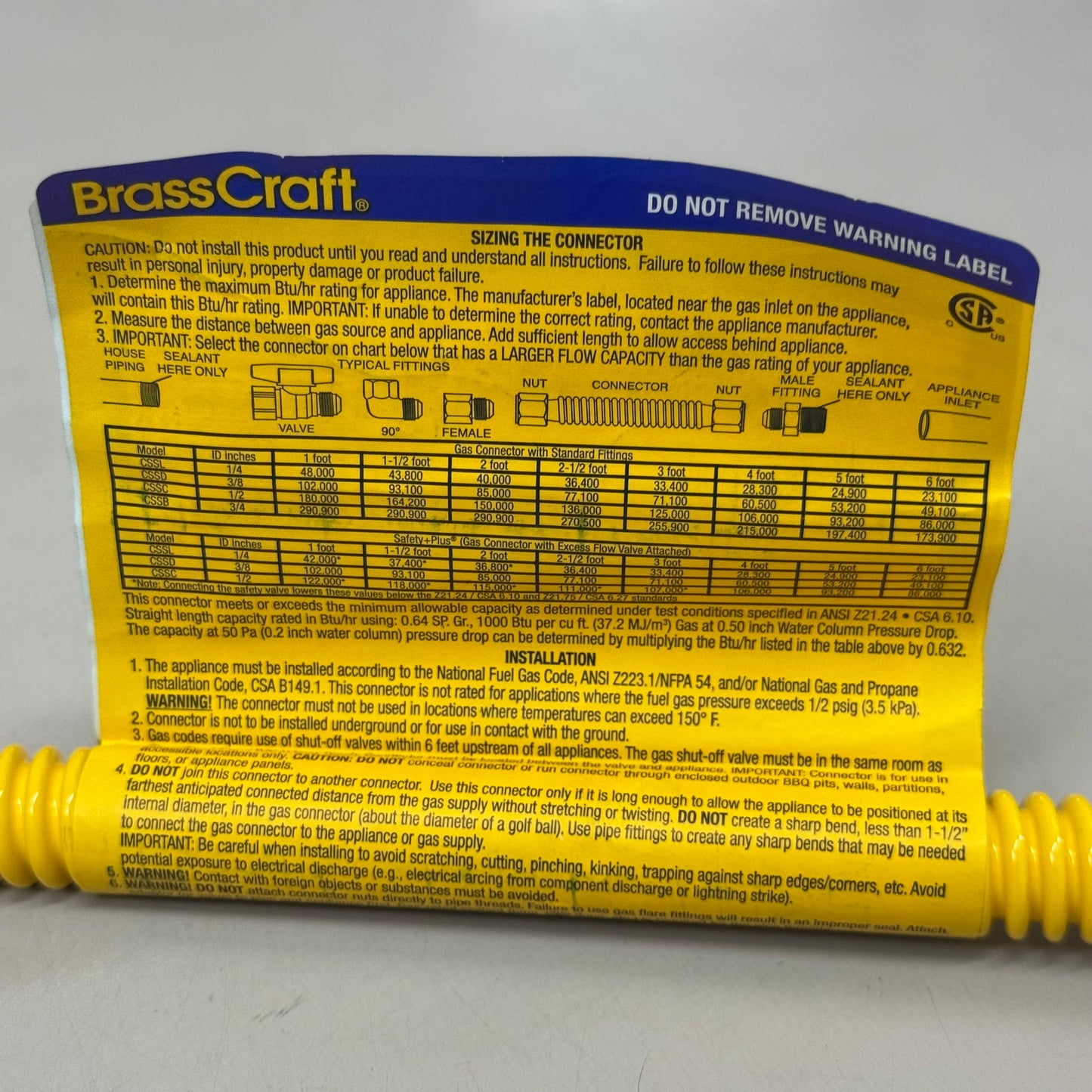 BRASSCRAFT Coated Gas Appliance Connector 1/2" OD X 24" CSSD4K-24