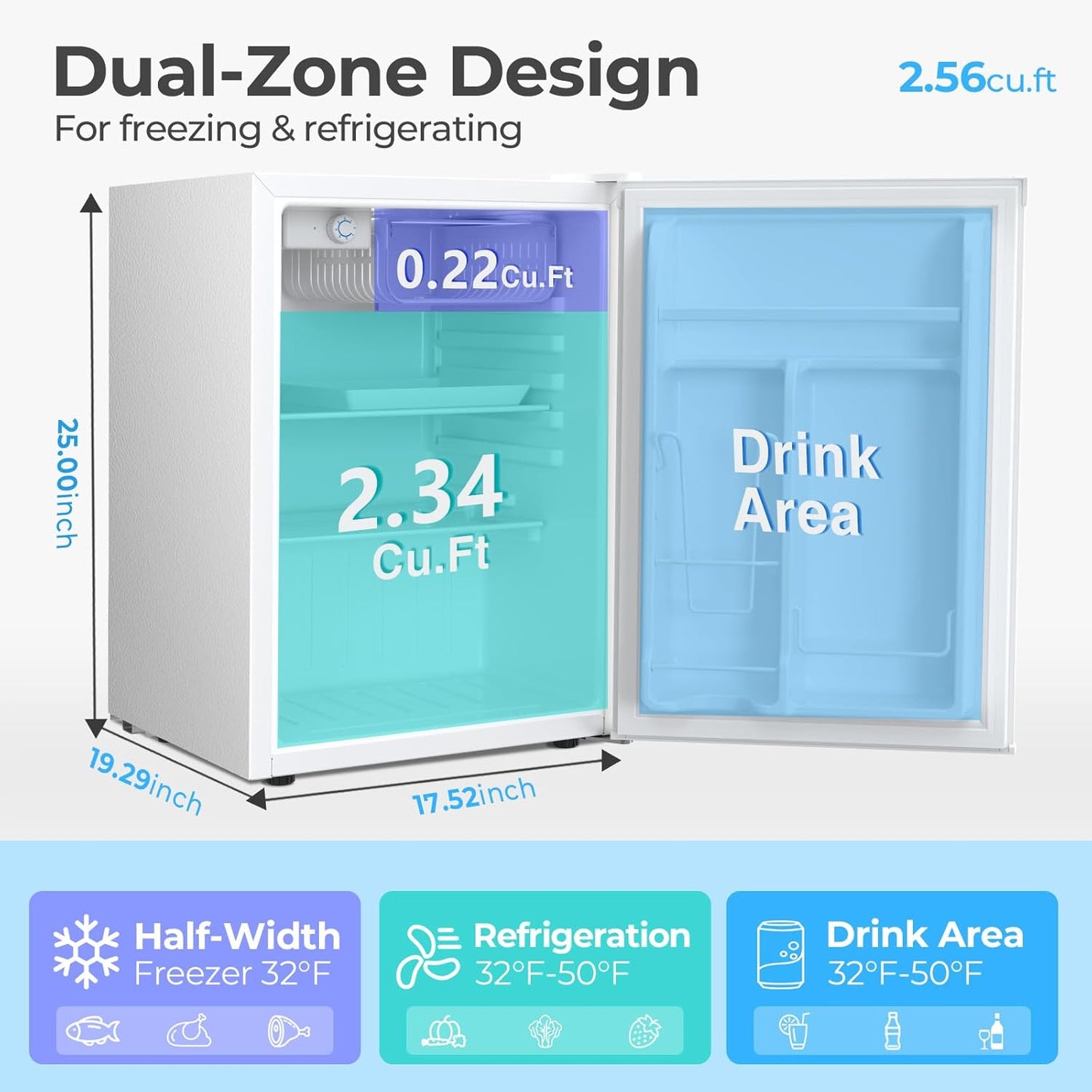 1.6\2.6\3.2 cu. ft Mini Fridge with Freezer