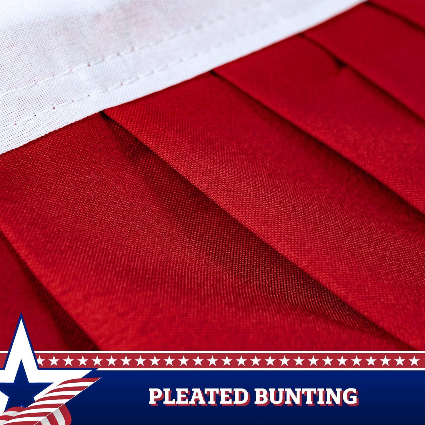 – 2 Pack: USA Pleated Fan Flag 1.5x3 Feet American USA Bunting Decoration Flags PRINTED 150D Patriotic Stars and Stripes with Canvas Header and Brass Grommets