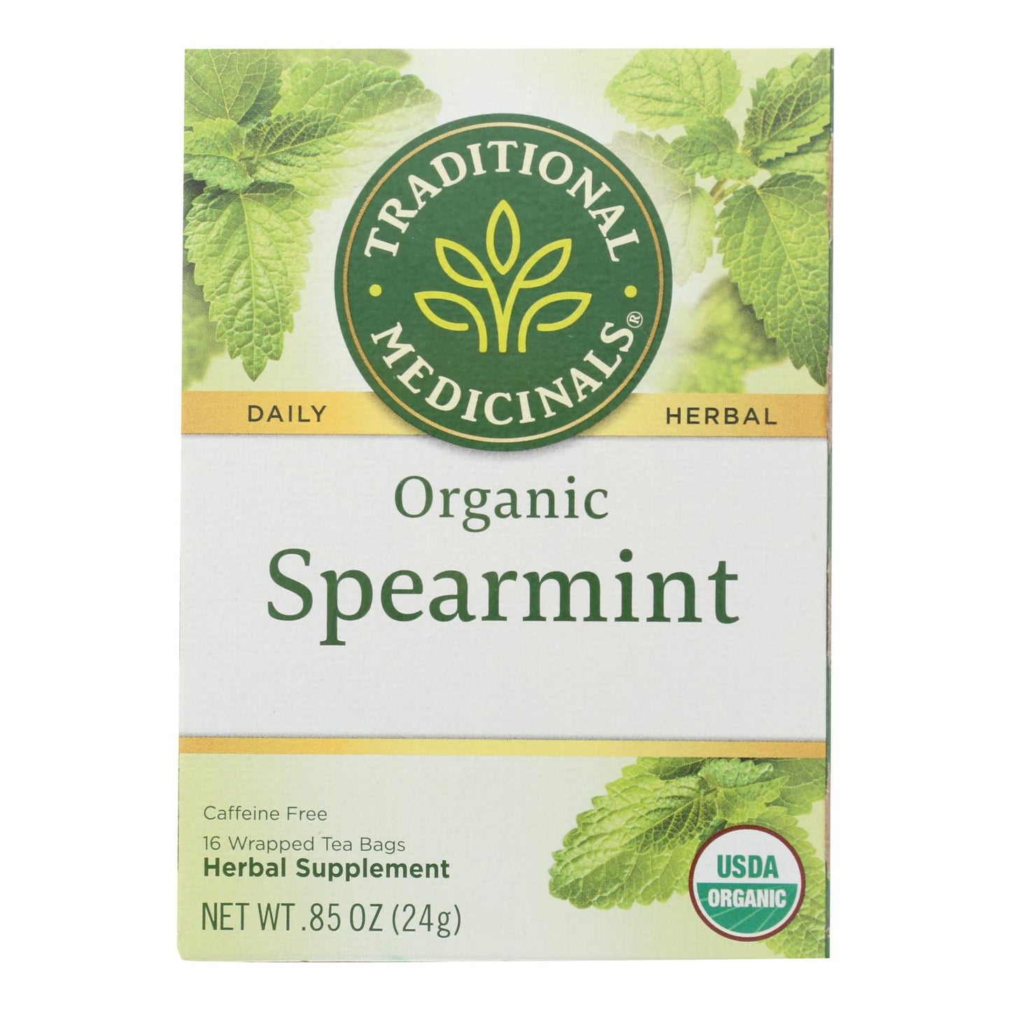 Traditional Medicinals Organic Spearmint Herbal Tea - 16 Tea Bags - Case Of 6