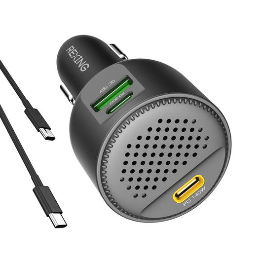Rexing 170W 3-Port Power Adapter USB C Car Charger with 140W USB-C PD, 30W USB-C, 18W USB-A Quick Charge with Cables Included - 🆕 New Arrivals, All Products, Products from Rexing, 🖥️ Electronics, 🖥️ Electronics Accessories - Little Red General Store