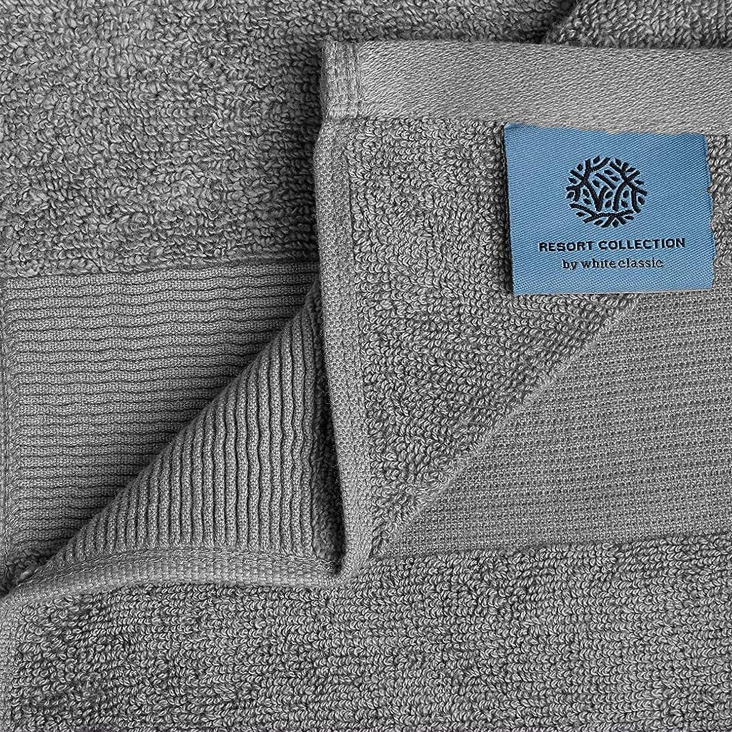 Resort Collection Soft Bath Towels | 28x55 Luxury Hotel Plush & Absorbent Cotton Bath Towel Large [4 Pack Smoke Grey]