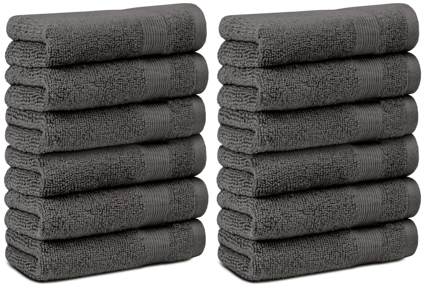 Resort Collection Soft Washcloth Face & Body Towel Set | 12x12 Luxury Hotel Plush & Absorbent Cotton Washclothes [12 Pack Charcoal]