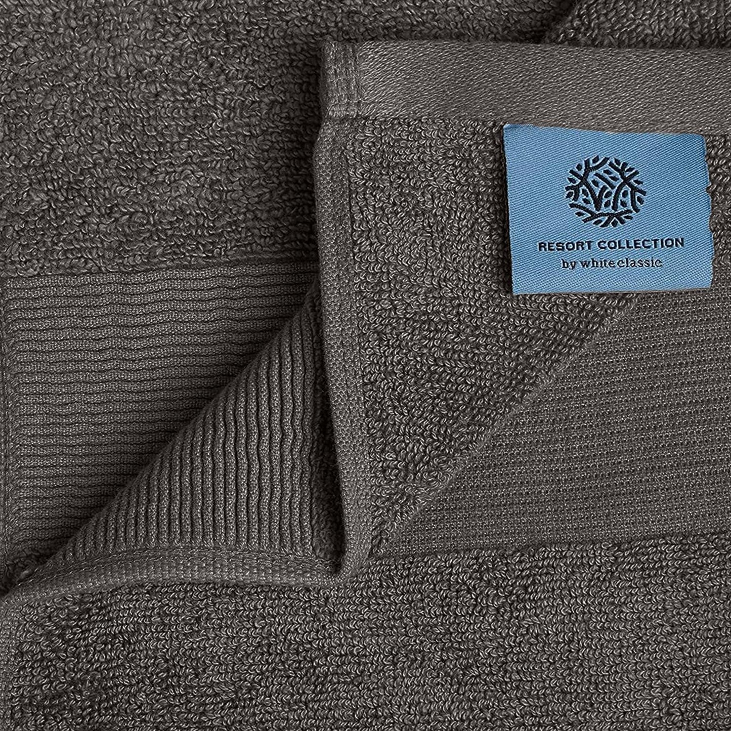 Resort Collection Soft Washcloth Face & Body Towel Set | 12x12 Luxury Hotel Plush & Absorbent Cotton Washclothes [12 Pack Charcoal]