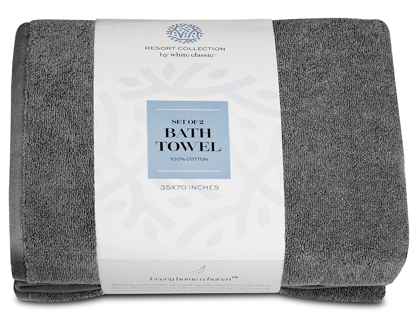 Resort Collection Soft Bath Sheet Towels | 35x70 Oversize Large Luxury Hotel Plush & Absorbent Cotton Bath Sheet [2 Pack Smoke Grey]