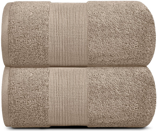 Resort Collection Soft Bath Sheet Towels | 35x70 Oversize Large Luxury Hotel Plush & Absorbent Cotton Bath Sheet [2 Pack Taupe]