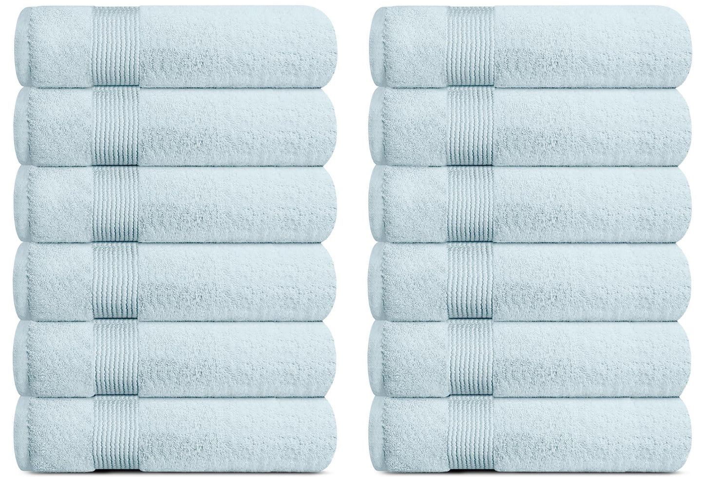 Resort Collection Soft Washcloth Face & Body Towel Set | 12x12 Luxury Hotel Plush & Absorbent Cotton Wash Clothes [12 Pack Light Blue]