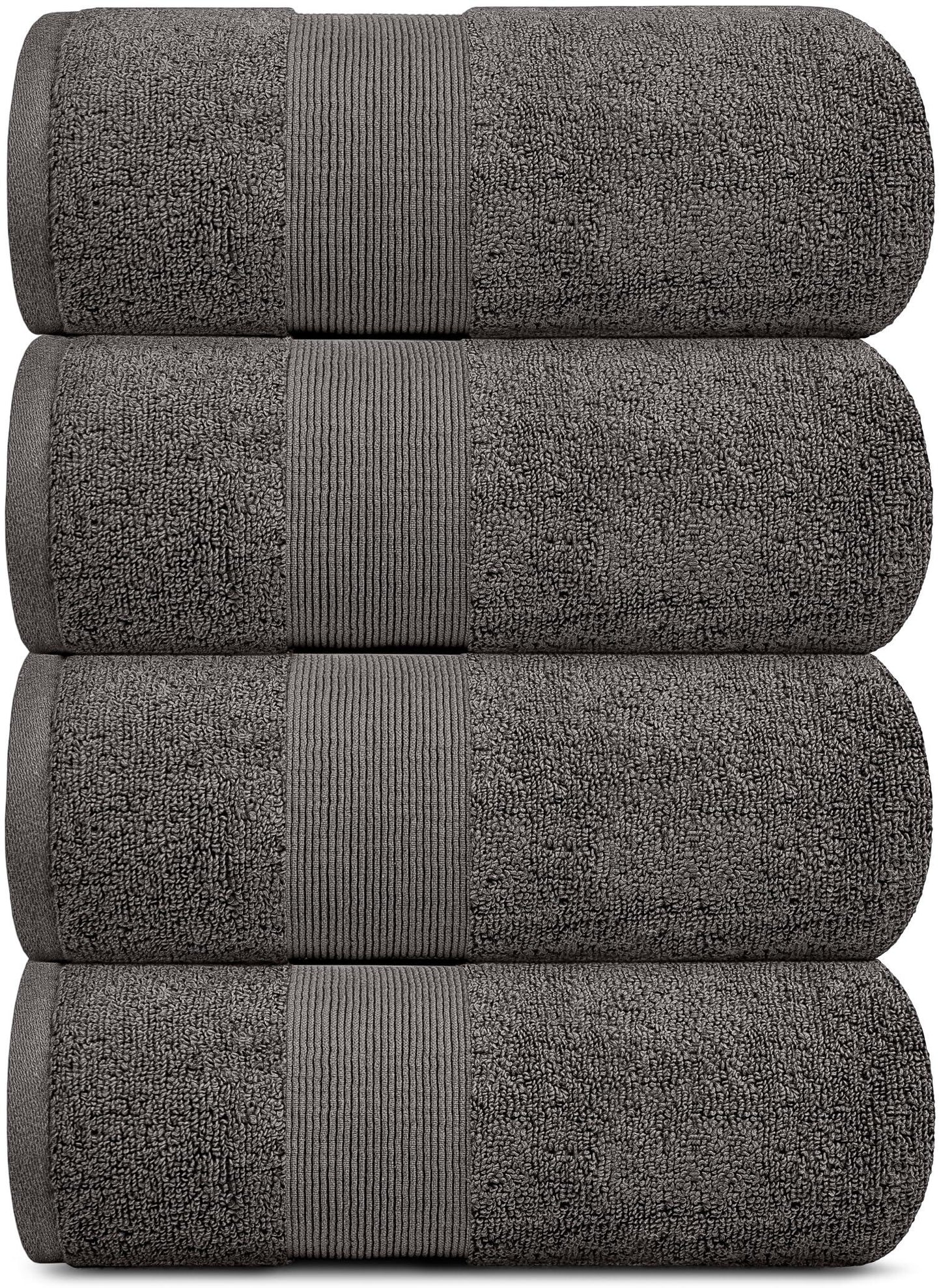 Resort Collection Soft Bath Towels | 28x55 Luxury Hotel Plush & Absorbent Cotton Bath Towel Large [4 Pack Charcoal]