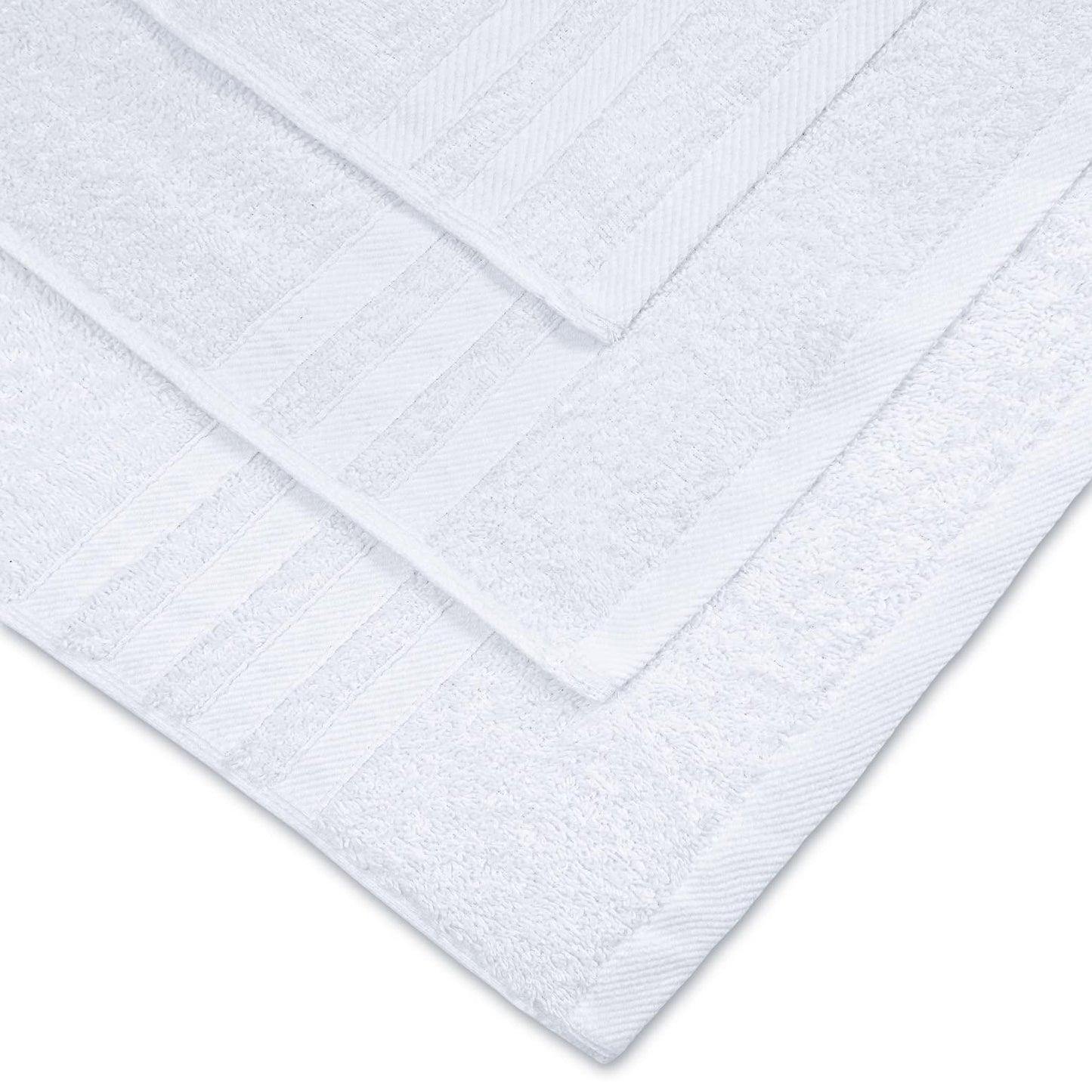 Wealuxe 12 Piece Bath Towel Set for Bathroom   2 Bath Towels 4 Hand Towels 6 Washcloths 100% Cotton Soft and Plush Highly Absorbent Soft Towel for Hotel & Spa   White